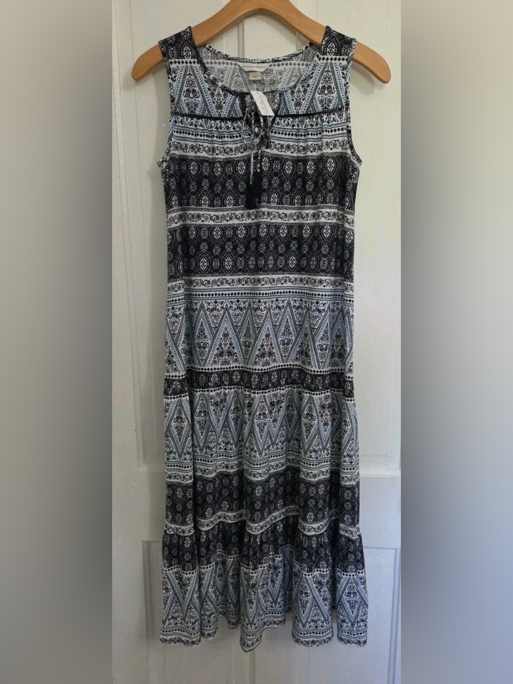Christopher & Banks Blue Geometric Printed Maxi Dress